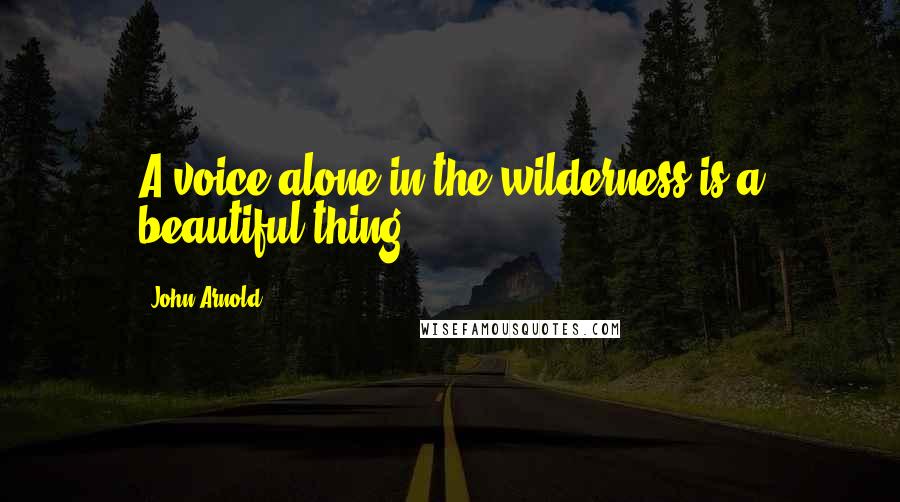 John Arnold Quotes: A voice alone in the wilderness is a beautiful thing.