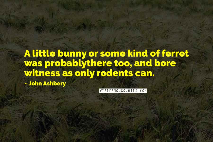 John Ashbery Quotes: A little bunny or some kind of ferret was probablythere too, and bore witness as only rodents can.