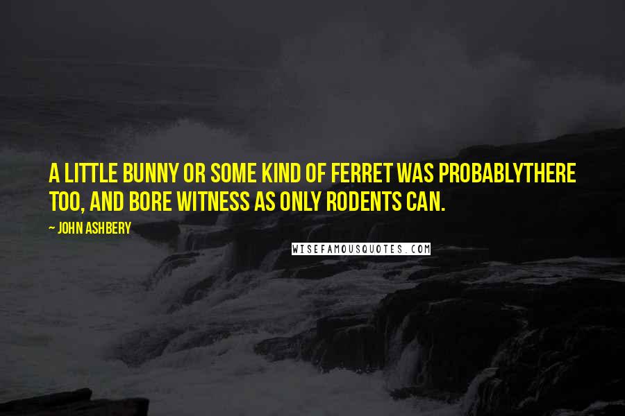 John Ashbery Quotes: A little bunny or some kind of ferret was probablythere too, and bore witness as only rodents can.