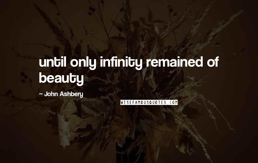 John Ashbery Quotes: until only infinity remained of beauty