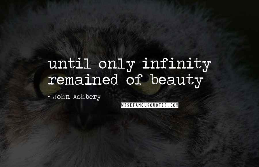 John Ashbery Quotes: until only infinity remained of beauty