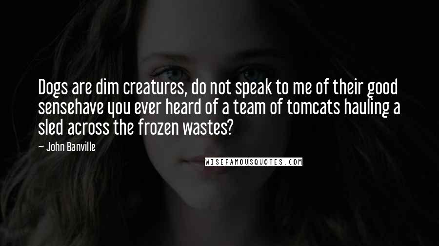 John Banville Quotes: Dogs are dim creatures, do not speak to me of their good sensehave you ever heard of a team of tomcats hauling a sled across the frozen wastes?