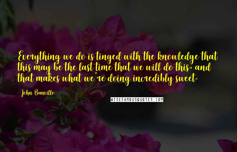 John Banville Quotes: Everything we do is tinged with the knowledge that this may be the last time that we will do this, and that makes what we're doing incredibly sweet.