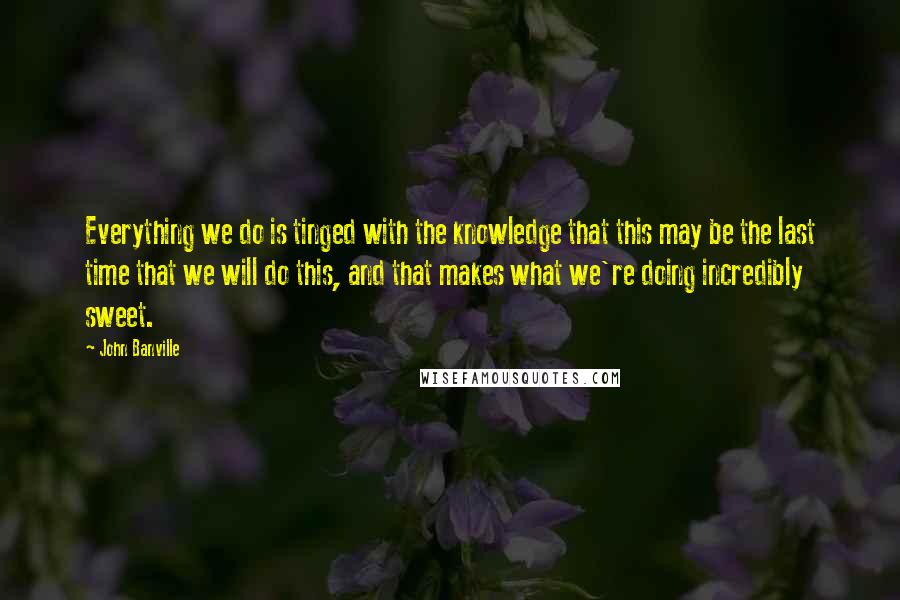 John Banville Quotes: Everything we do is tinged with the knowledge that this may be the last time that we will do this, and that makes what we're doing incredibly sweet.