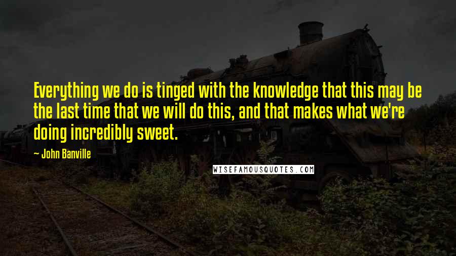 John Banville Quotes: Everything we do is tinged with the knowledge that this may be the last time that we will do this, and that makes what we're doing incredibly sweet.