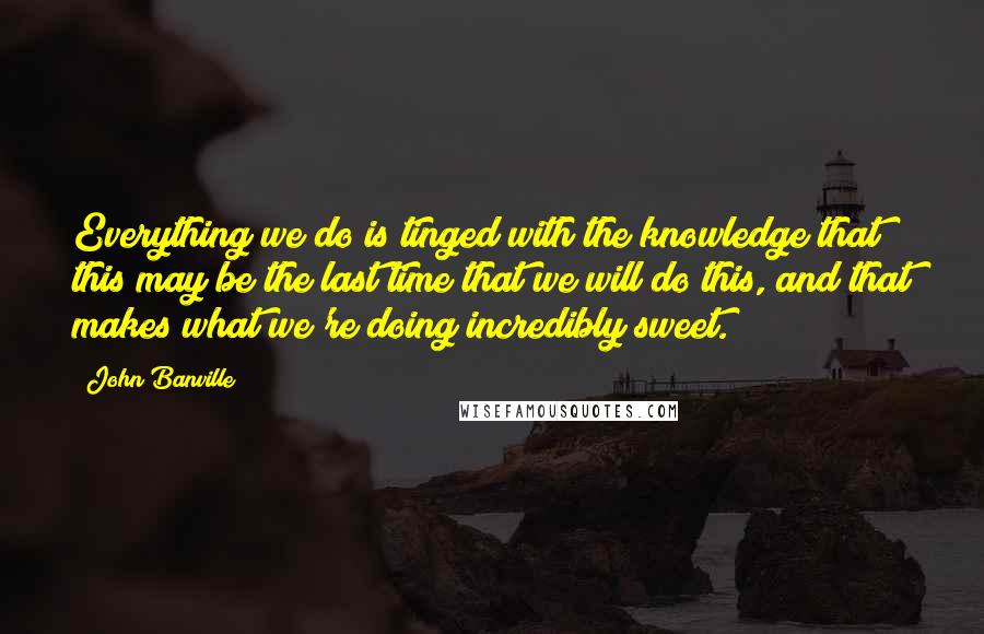 John Banville Quotes: Everything we do is tinged with the knowledge that this may be the last time that we will do this, and that makes what we're doing incredibly sweet.