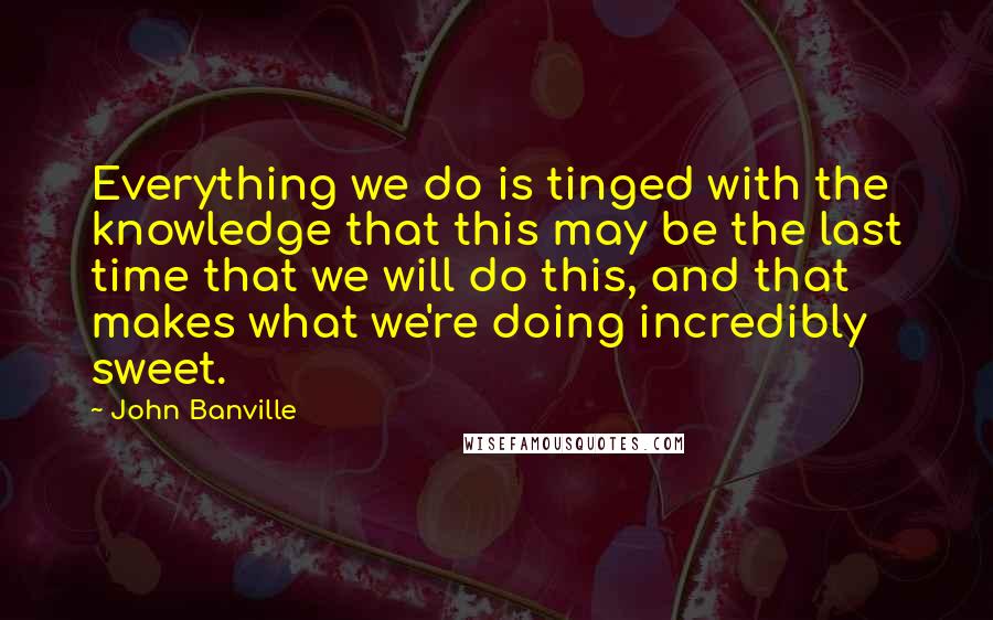 John Banville Quotes: Everything we do is tinged with the knowledge that this may be the last time that we will do this, and that makes what we're doing incredibly sweet.