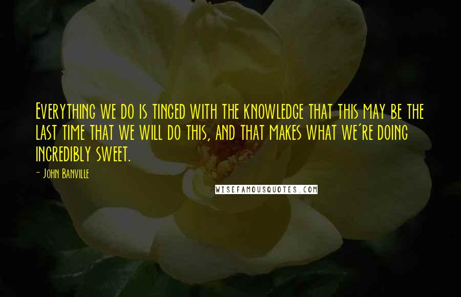 John Banville Quotes: Everything we do is tinged with the knowledge that this may be the last time that we will do this, and that makes what we're doing incredibly sweet.