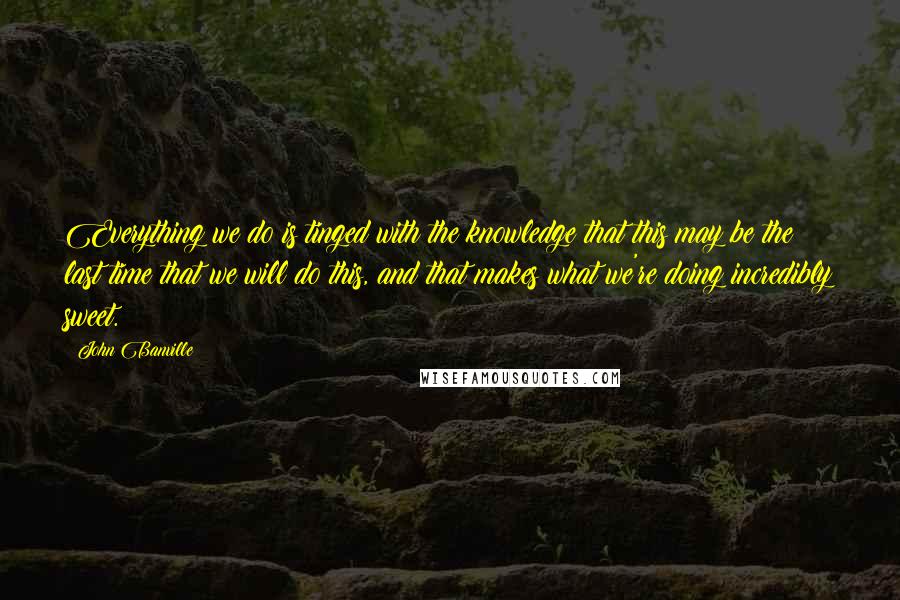 John Banville Quotes: Everything we do is tinged with the knowledge that this may be the last time that we will do this, and that makes what we're doing incredibly sweet.