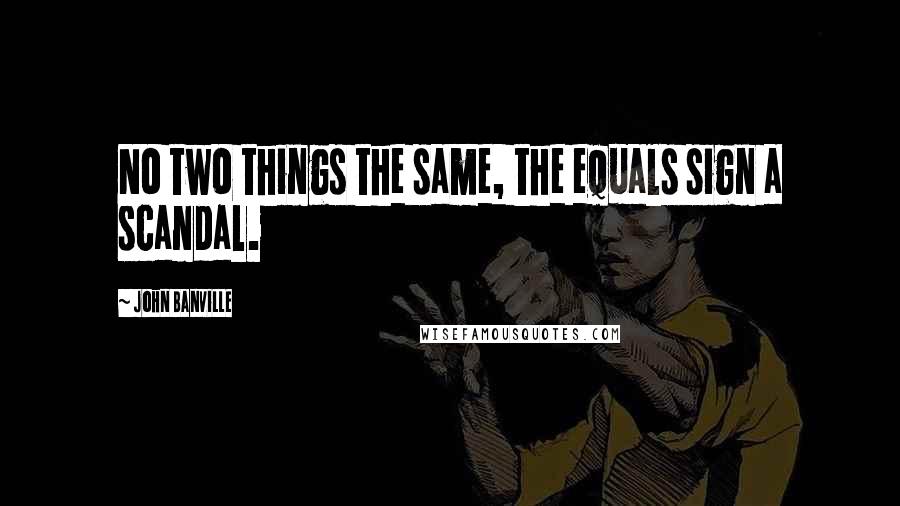 John Banville Quotes: No two things the same, the equals sign a scandal.