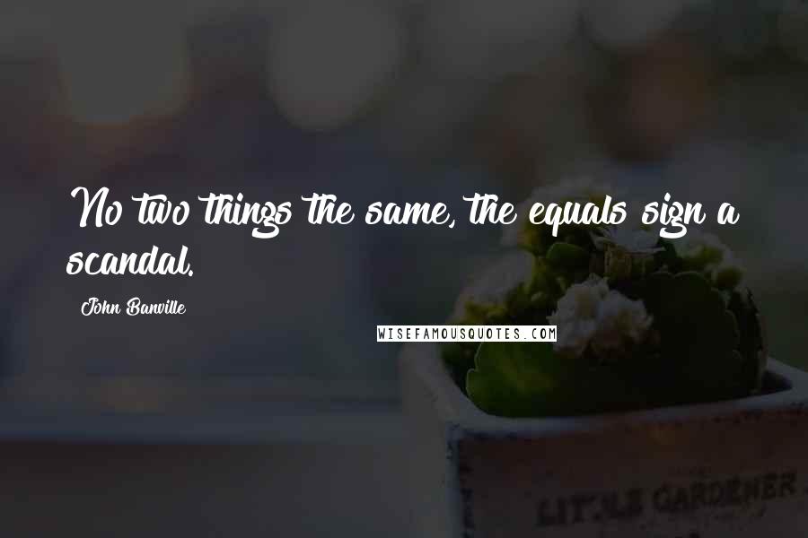 John Banville Quotes: No two things the same, the equals sign a scandal.