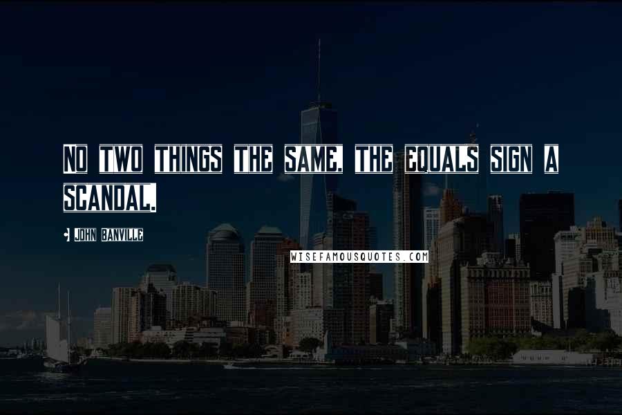 John Banville Quotes: No two things the same, the equals sign a scandal.