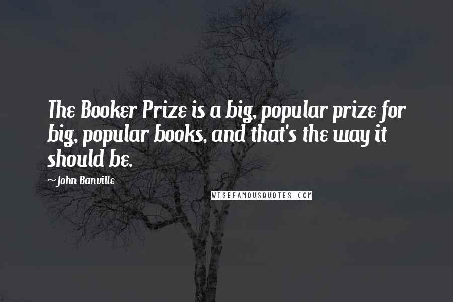 John Banville Quotes: The Booker Prize is a big, popular prize for big, popular books, and that's the way it should be.