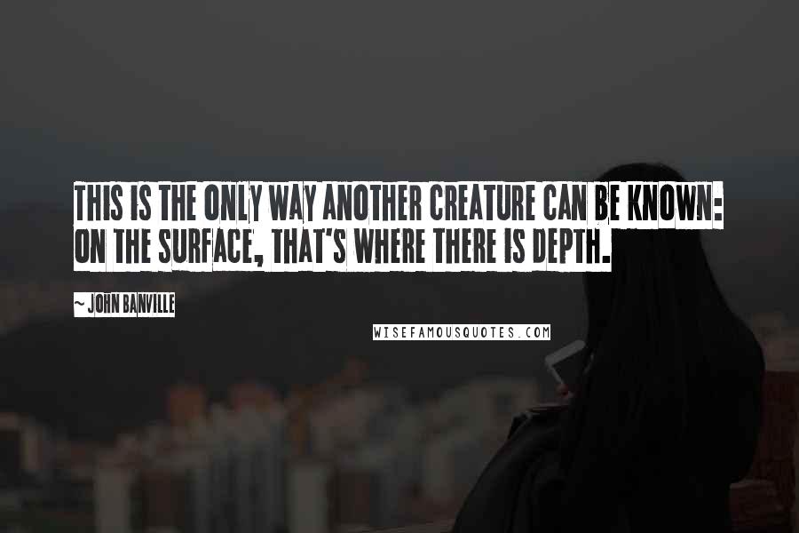 John Banville Quotes: This is the only way another creature can be known: on the surface, that's where there is depth.