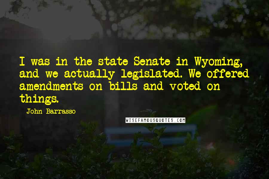 John Barrasso Quotes: I was in the state Senate in Wyoming, and we actually legislated. We offered amendments on bills and voted on things.