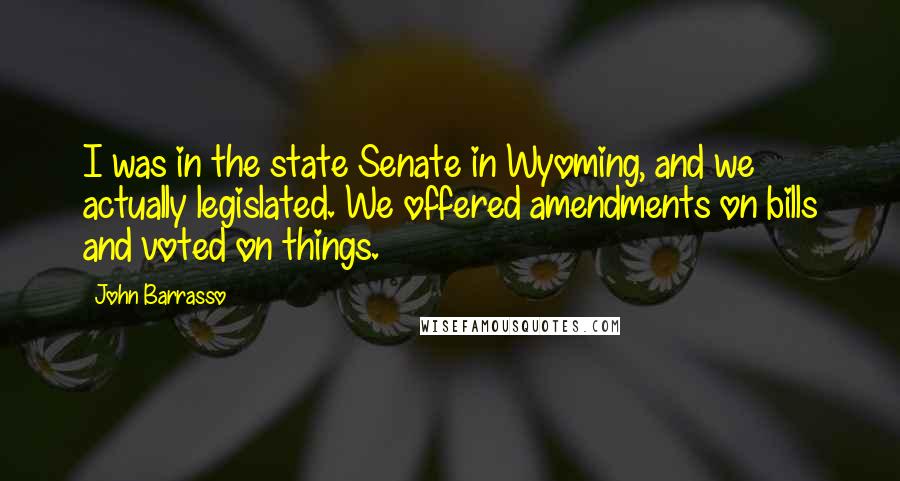 John Barrasso Quotes: I was in the state Senate in Wyoming, and we actually legislated. We offered amendments on bills and voted on things.