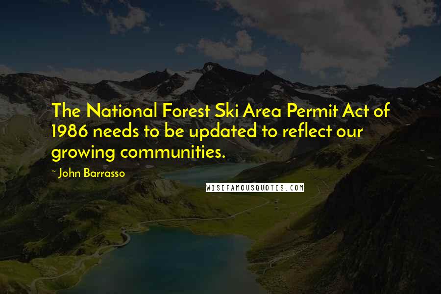 John Barrasso Quotes: The National Forest Ski Area Permit Act of 1986 needs to be updated to reflect our growing communities.