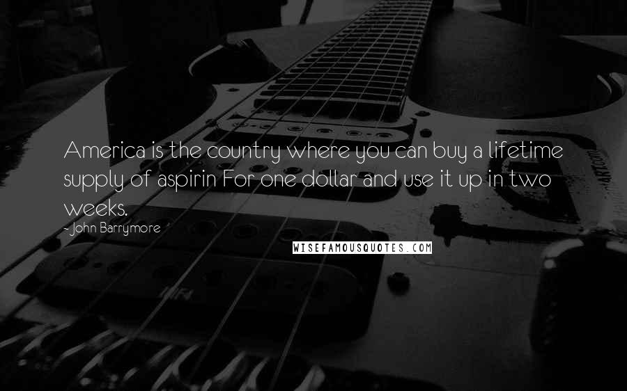 John Barrymore Quotes: America is the country where you can buy a lifetime supply of aspirin For one dollar and use it up in two weeks.