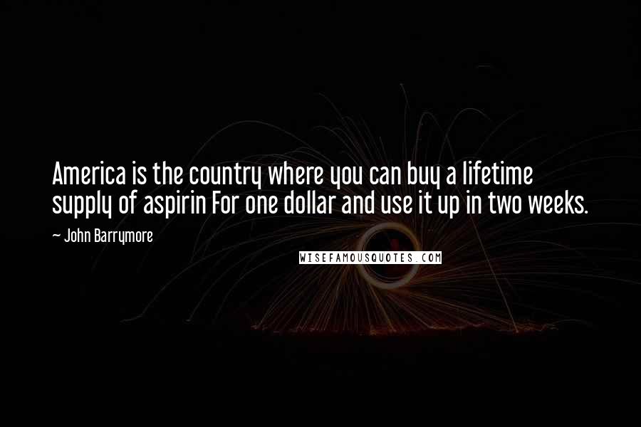 John Barrymore Quotes: America is the country where you can buy a lifetime supply of aspirin For one dollar and use it up in two weeks.