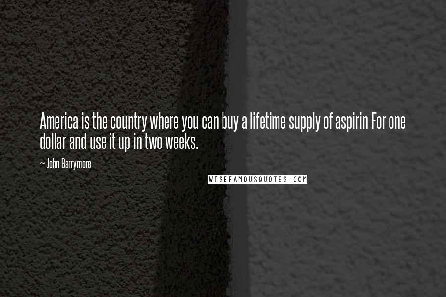 John Barrymore Quotes: America is the country where you can buy a lifetime supply of aspirin For one dollar and use it up in two weeks.