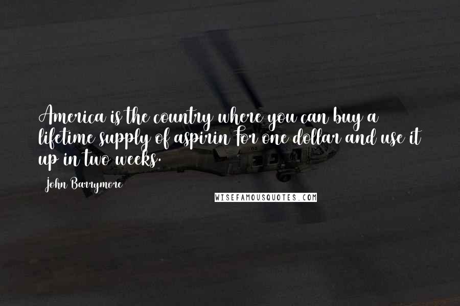 John Barrymore Quotes: America is the country where you can buy a lifetime supply of aspirin For one dollar and use it up in two weeks.