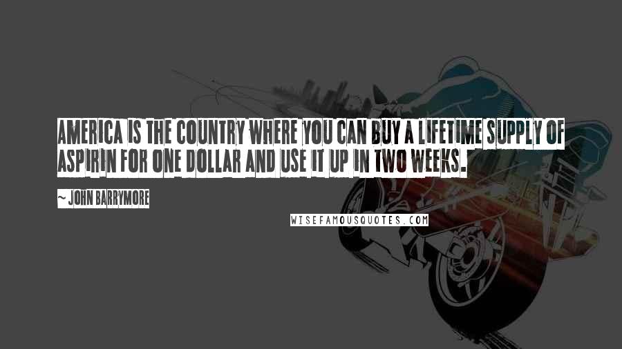 John Barrymore Quotes: America is the country where you can buy a lifetime supply of aspirin For one dollar and use it up in two weeks.