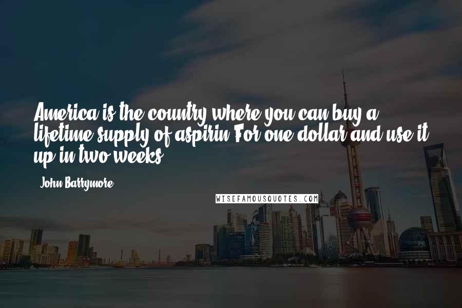 John Barrymore Quotes: America is the country where you can buy a lifetime supply of aspirin For one dollar and use it up in two weeks.