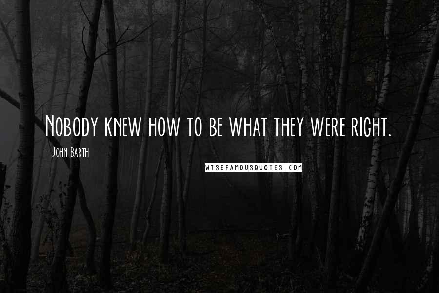 John Barth Quotes: Nobody knew how to be what they were right.