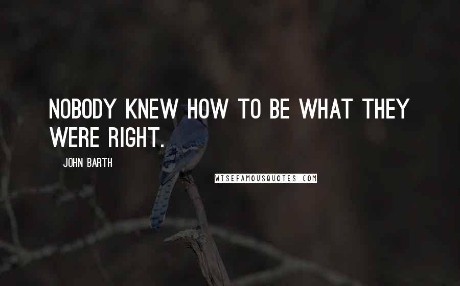 John Barth Quotes: Nobody knew how to be what they were right.