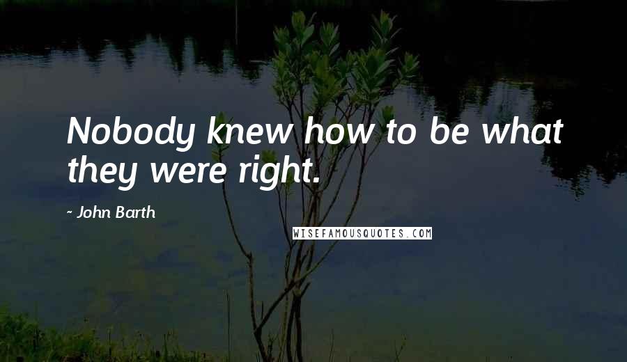 John Barth Quotes: Nobody knew how to be what they were right.