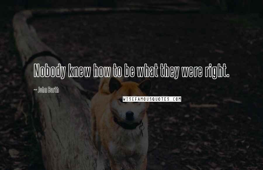 John Barth Quotes: Nobody knew how to be what they were right.