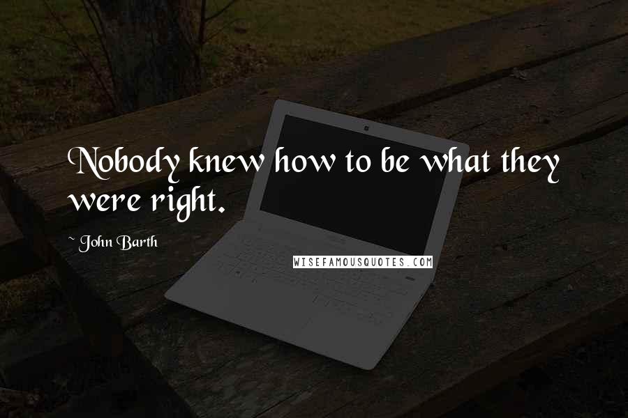 John Barth Quotes: Nobody knew how to be what they were right.