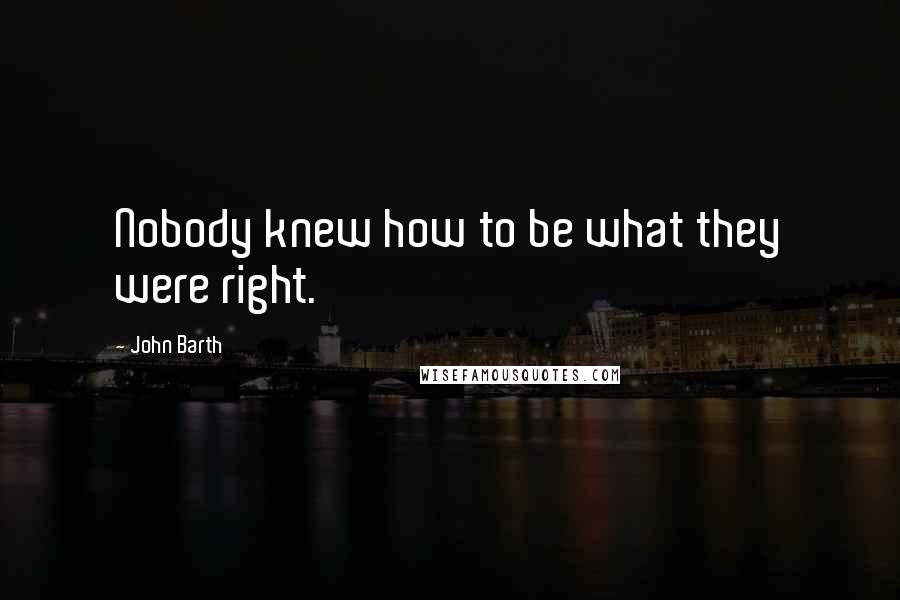 John Barth Quotes: Nobody knew how to be what they were right.