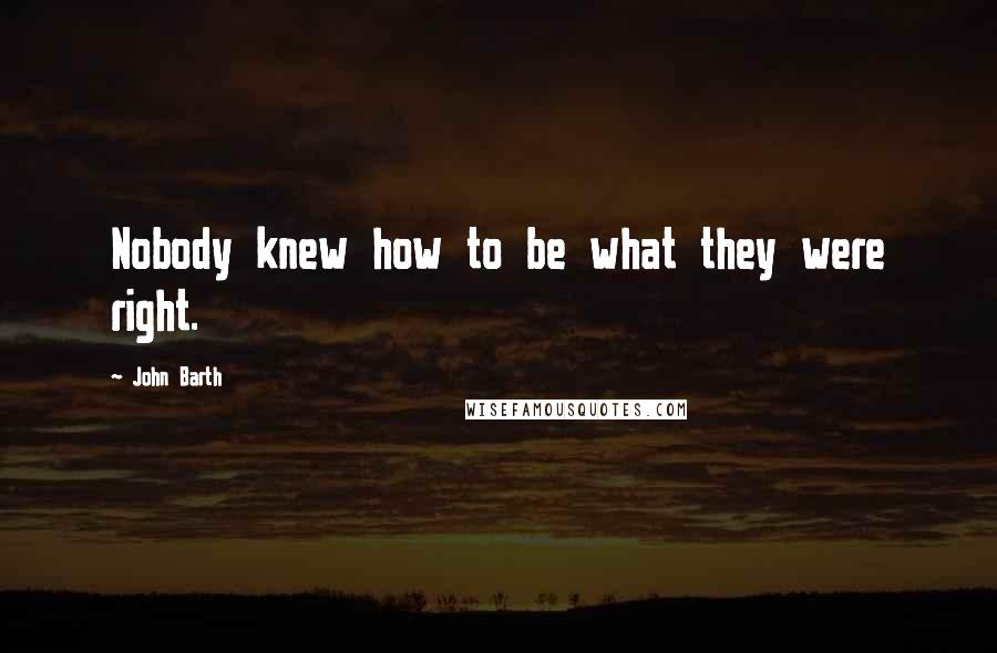 John Barth Quotes: Nobody knew how to be what they were right.