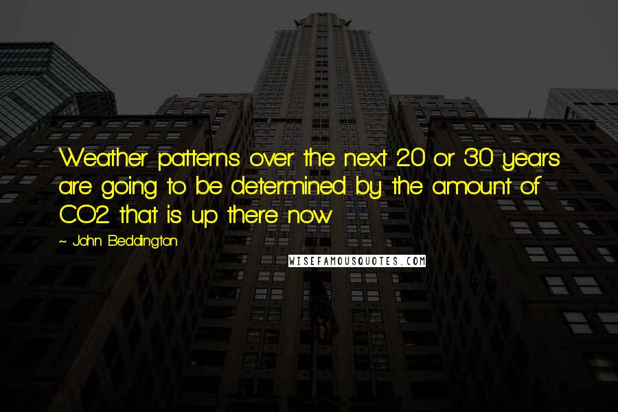 John Beddington Quotes: Weather patterns over the next 20 or 30 years are going to be determined by the amount of CO2 that is up there now