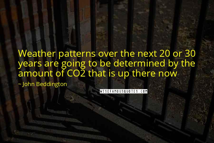 John Beddington Quotes: Weather patterns over the next 20 or 30 years are going to be determined by the amount of CO2 that is up there now
