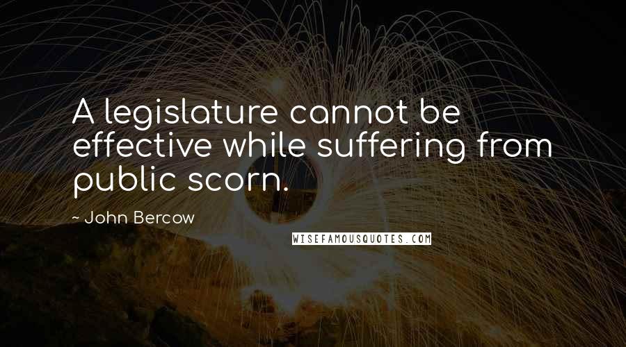 John Bercow Quotes: A legislature cannot be effective while suffering from public scorn.