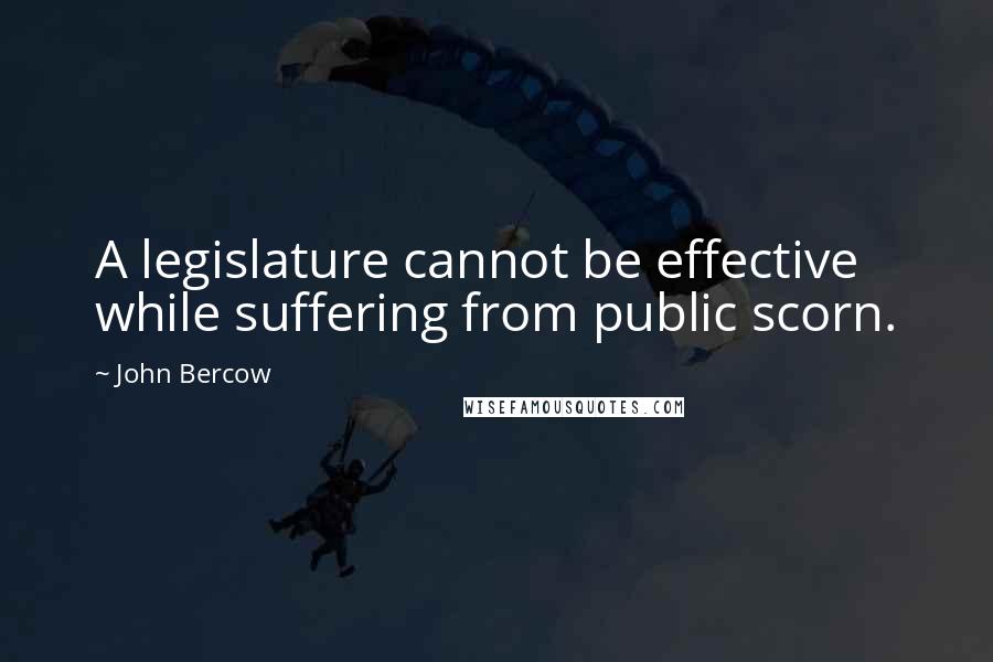 John Bercow Quotes: A legislature cannot be effective while suffering from public scorn.