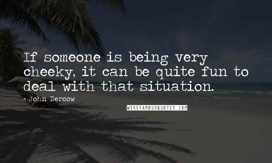 John Bercow Quotes: If someone is being very cheeky, it can be quite fun to deal with that situation.