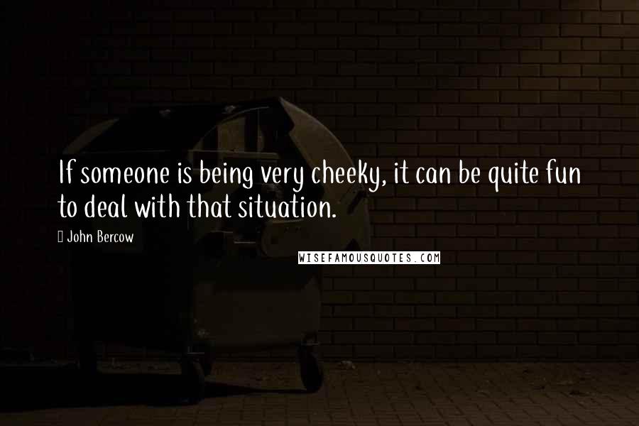 John Bercow Quotes: If someone is being very cheeky, it can be quite fun to deal with that situation.