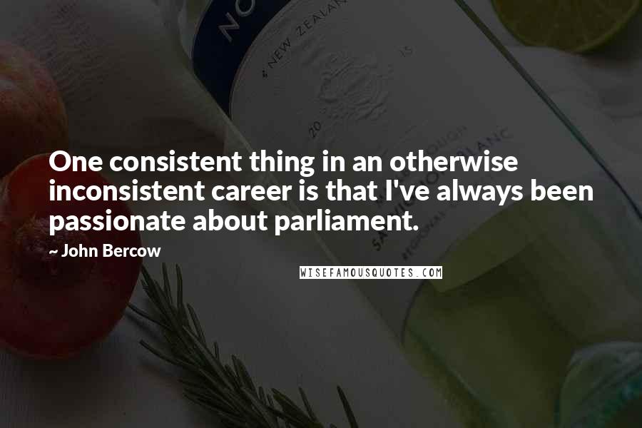 John Bercow Quotes: One consistent thing in an otherwise inconsistent career is that I've always been passionate about parliament.