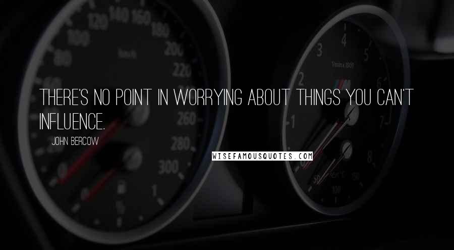 John Bercow Quotes: There's no point in worrying about things you can't influence.