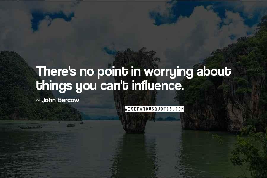 John Bercow Quotes: There's no point in worrying about things you can't influence.