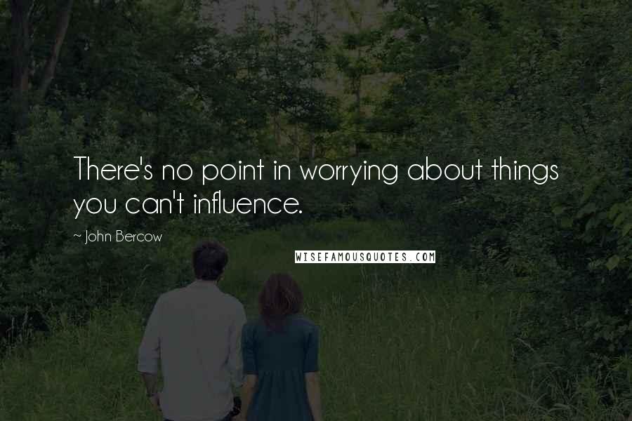 John Bercow Quotes: There's no point in worrying about things you can't influence.