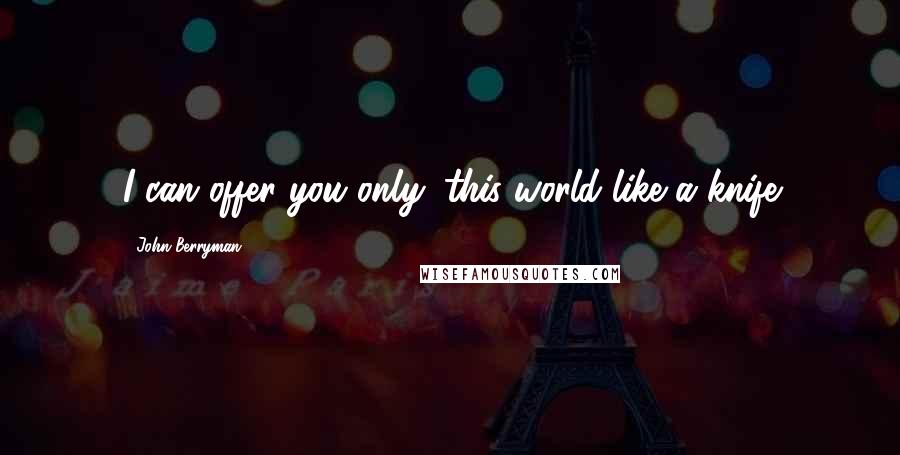John Berryman Quotes: I can offer you only: this world like a knife