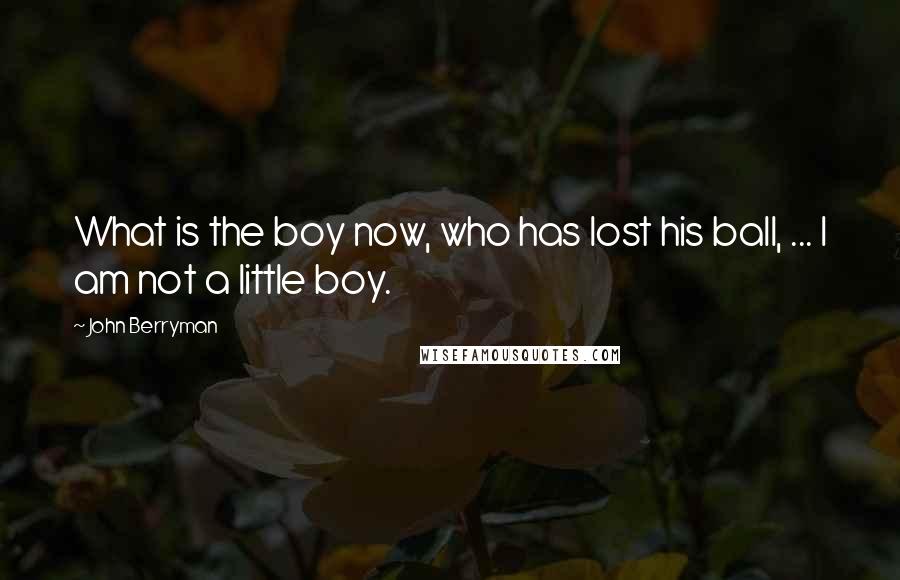 John Berryman Quotes: What is the boy now, who has lost his ball, ... I am not a little boy.