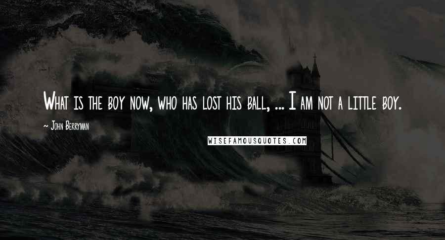 John Berryman Quotes: What is the boy now, who has lost his ball, ... I am not a little boy.
