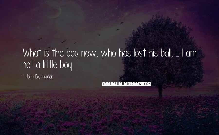 John Berryman Quotes: What is the boy now, who has lost his ball, ... I am not a little boy.