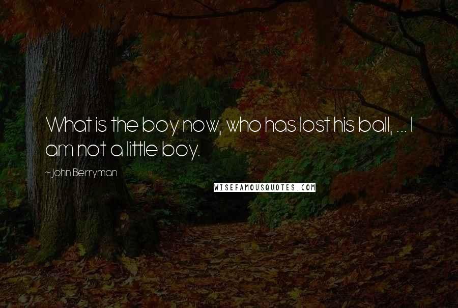 John Berryman Quotes: What is the boy now, who has lost his ball, ... I am not a little boy.