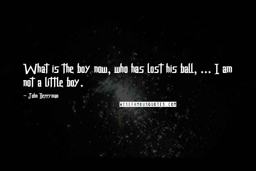 John Berryman Quotes: What is the boy now, who has lost his ball, ... I am not a little boy.